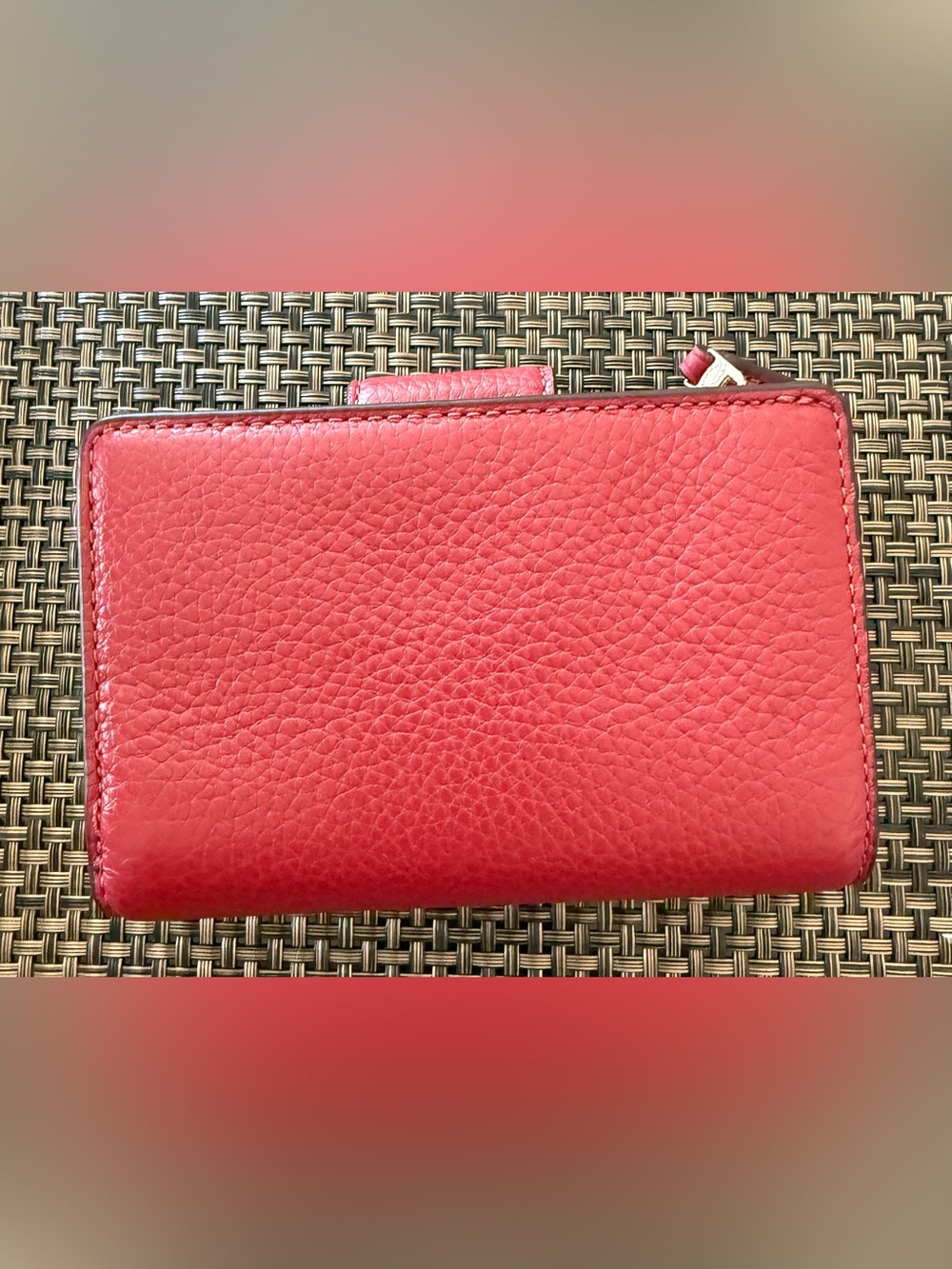 COACH Red Pebbled Leather Snap Wallet - Picture 2 of 4